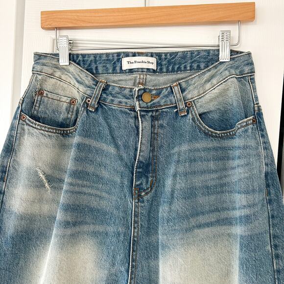 The Frankie Shop Tanner Bleach Wide Leg Jeans Worn Wash Denim Pants NWOT M - Picture 3 of 10